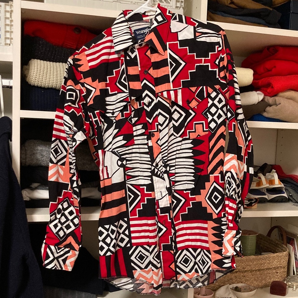 Wrangler Red and Black Geometric Shirt
